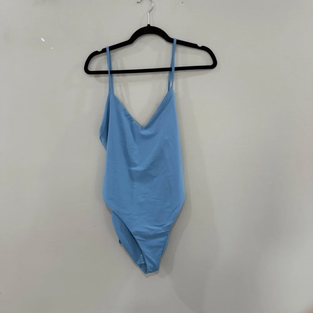 NWT Mara Hoffman One Piece Swim Gamela Front Tie in Vento Baby Blue